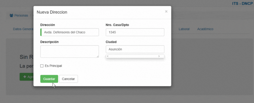 Formulario Dirección