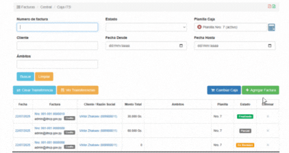 Captura del botón Agregar Factura