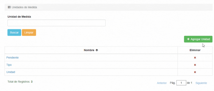 Agregar Unidad