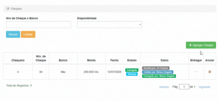 Agregar Cheque