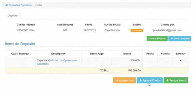 Agregar Fondos