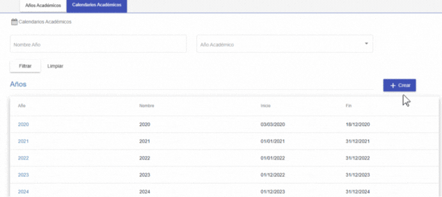 Crear Año Lectivo
