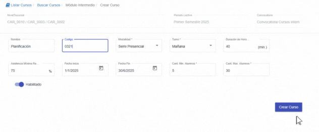 Crear Curso