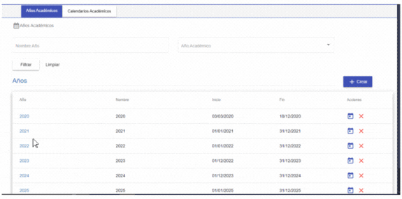 Enlace Editar Año Académico