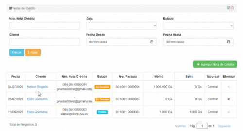 Editar Nota de Crédito