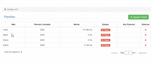 Editar Planillas IPS