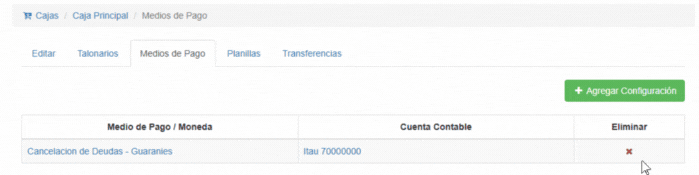 Eliminar Configuracion