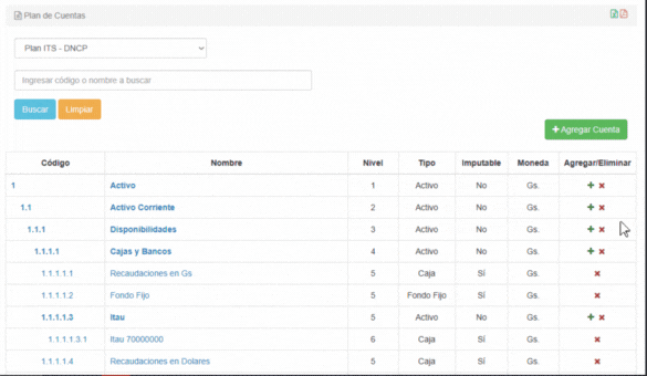 Eliminar Plan de Cuenta