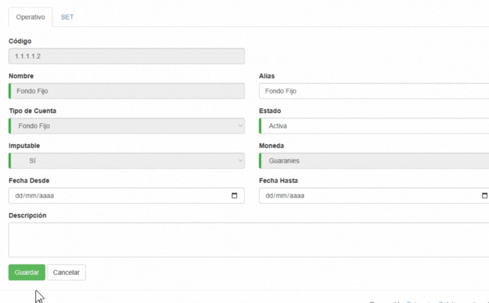 Guardar plan de cuenta