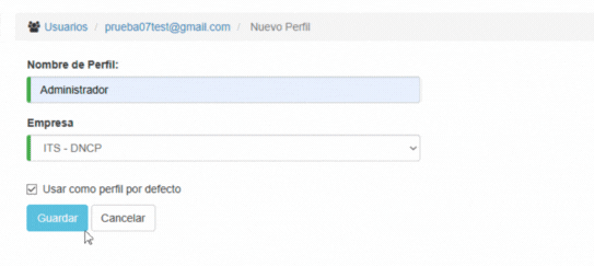 Formulario Agregar Perfil