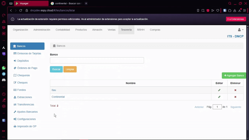 Listar Bancos Filtro