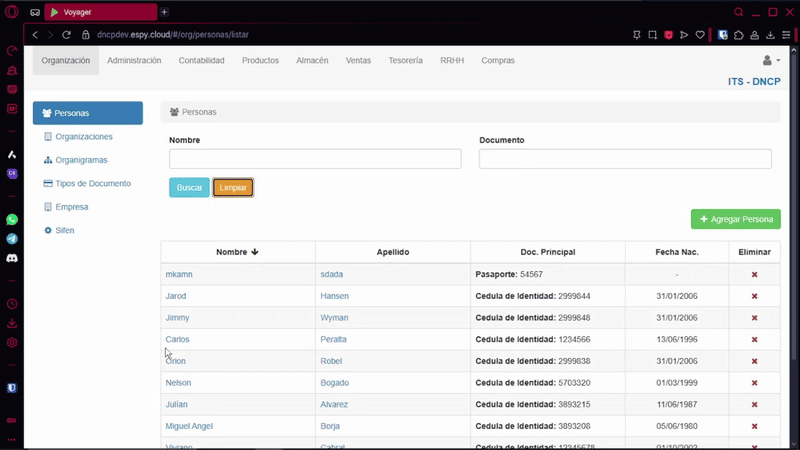 Filtrado por documento