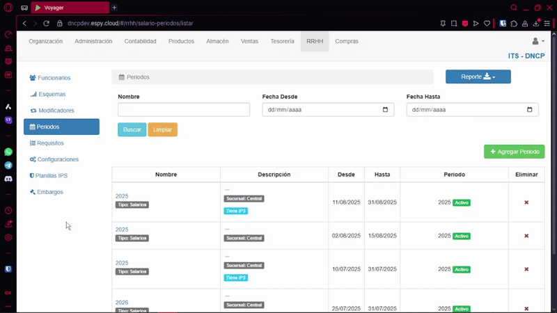 Filtrado de Períodos
