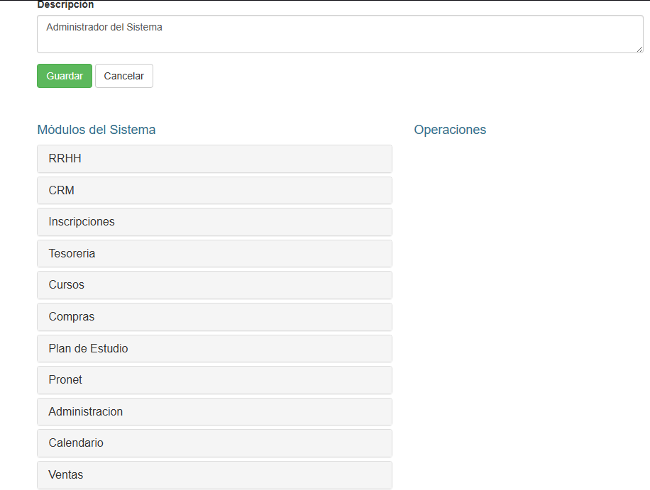 Pestañas de módulos