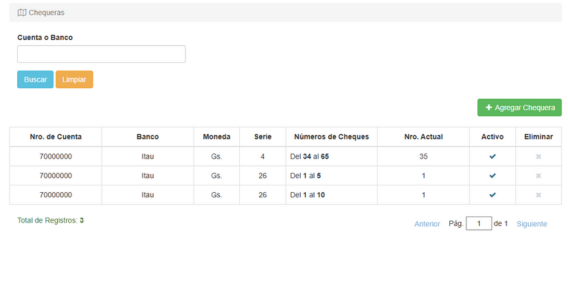 Listar Chequera