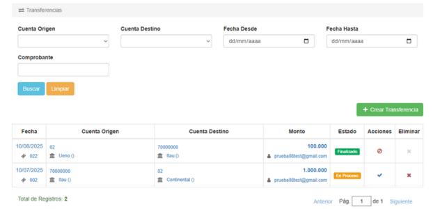 Listar Transferencias