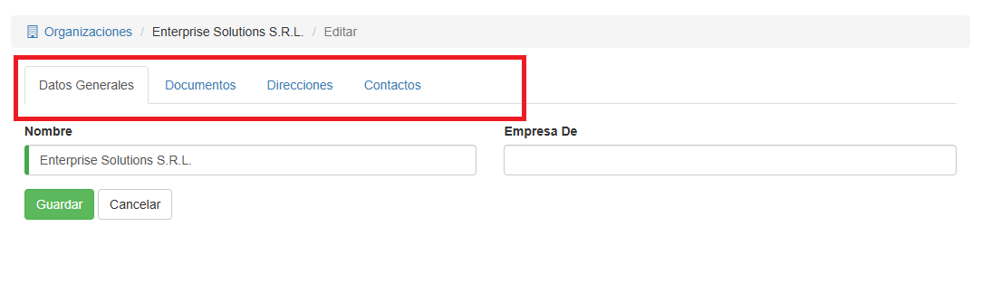 Editar Organizaciones