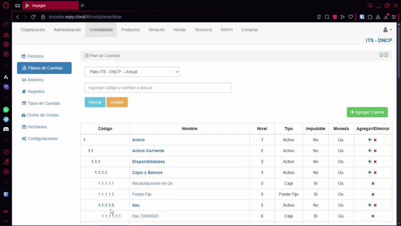 Editar Plan de cuenta