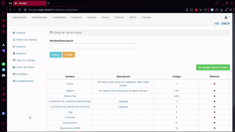 Editar Tipos de Cuenta