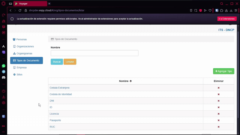 Editar Tipos de Documento