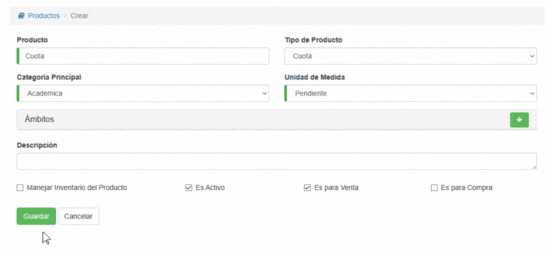 Formulario Agregar Producto