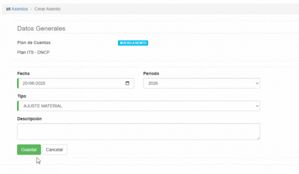 Formulario de Asiento