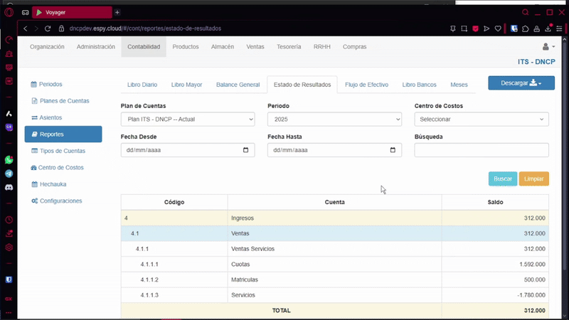 Filtro Estado de Resultado