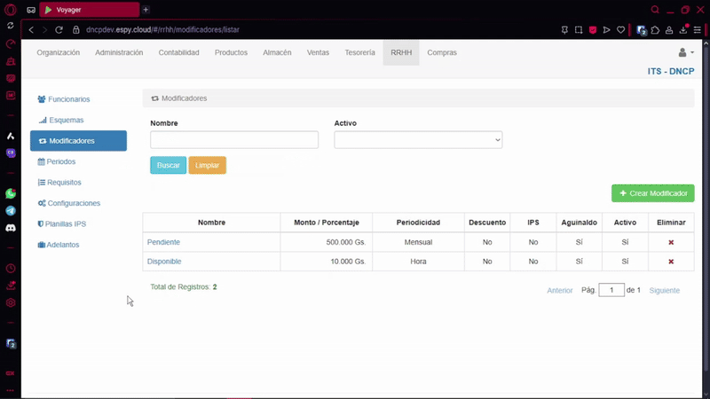 Filtrado de modificadores
