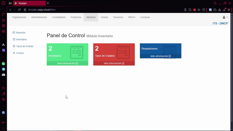 Ingresar al modulo Administración