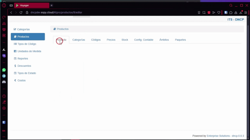 Interfaz de edición