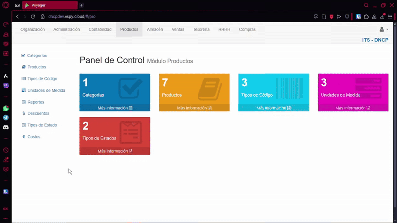 Ingresar al modulo Administración