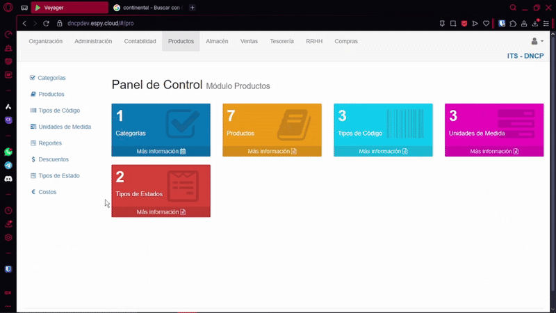 Ingresar al modulo Administración