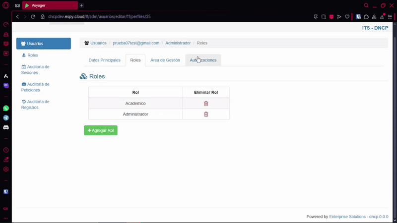 Autorizaciones del Perfil