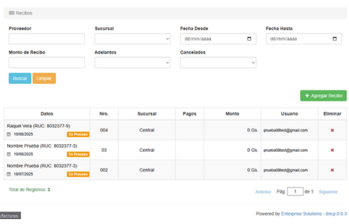 Listado de Recibos