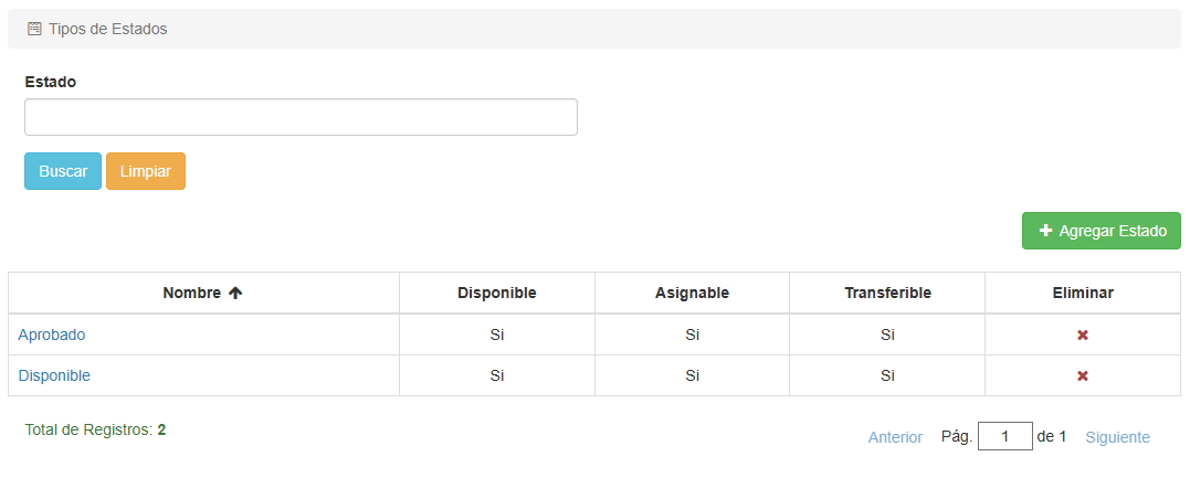 Vista Tipo de Estado